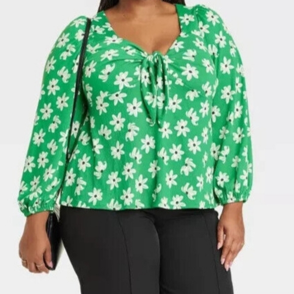Ava & Viv Tops - NWOT AVA VIV FLORAL PRINT BALLOON SLEEVE BLOUSE